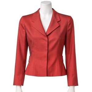 Akris Red Silk Cashmere Blend Tailored Blazer Swiss Luxury Minimalist Size 6